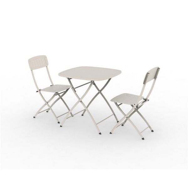 Venice Deluxe Folding Bistro Set - Steel - Champange