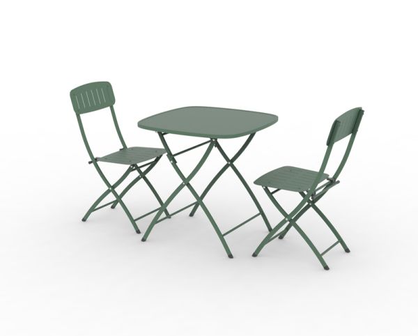 Venice Deluxe Folding Bistro Set - Steel - Olive