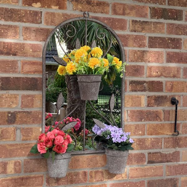 Wall Mirror with Triple Planter - L5 x W45 x H80 cm