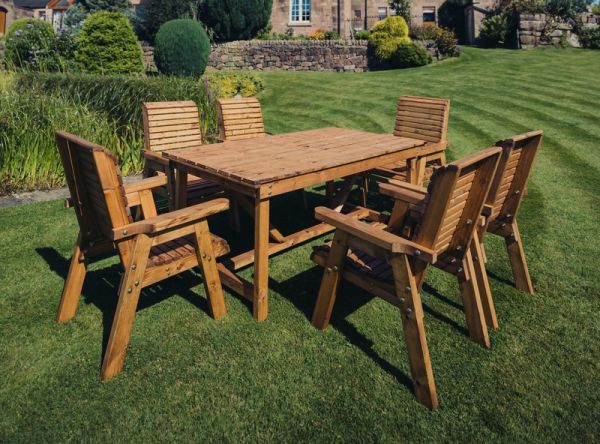 Valley 6 Seater Set 6XC - Timber - L220 x W330 x H95 cm - Garden Furniture - Minimal Assembly Required