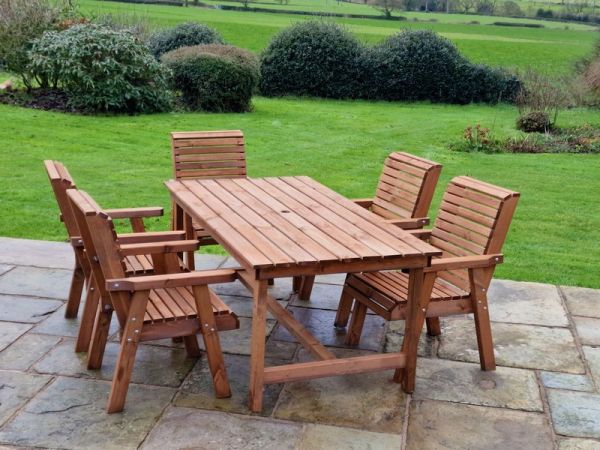 Valley 5 Seat Set 5XC Table - Timber - L220 x W230 x H95 cm - Garden Furniture - Minimal Assembly Required