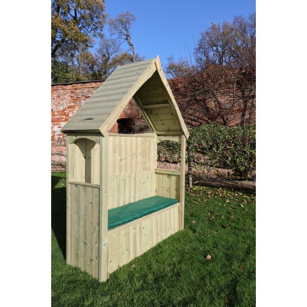 Willow 3 Seat Storage Arbour - L60 x W179 x H235 cm - Partially Assembled - Set of Waterproof Cushions Included