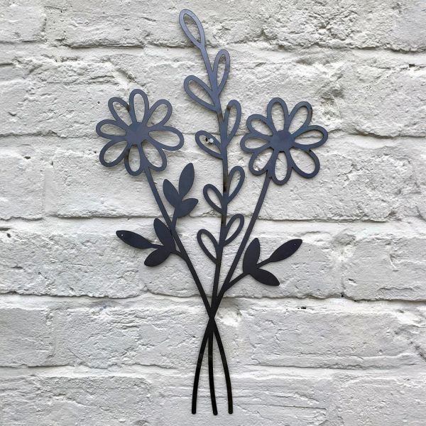 Wildflower Bouquet Wall Art - Bare Metal/Ready to Rust - W30 x H50 cm