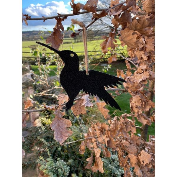 Hanging Hummingbird Garden Art (Pack of 3) - W22 x H15 cm - Black