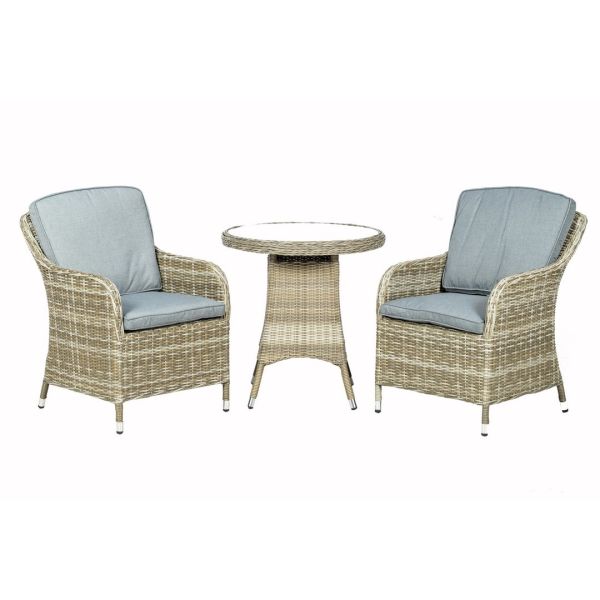 Wentworth 2 Seater Round Imperial Bistro Set - Synthetic Rattan - H74 x W70 x L70 cm - Beige