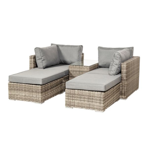 Wentworth 4 Seater Multi Relaxer Set with Cushions - Synthetic Rattan - H52 x W75 x L40 cm - Natural