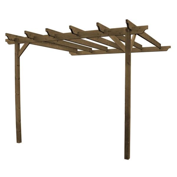 Wall Mounted Garden Pergola - Wood - L180 x W360 x H270 cm - Rustic Brown