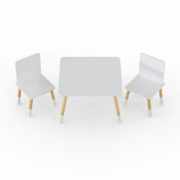 Kids Snow Table & 2 Chairs Set - Wood - White - Assembly Required