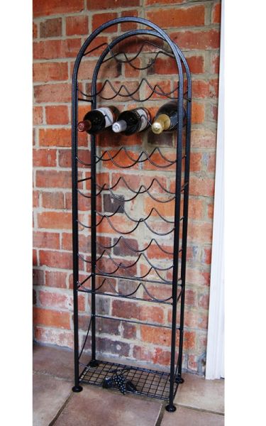 22 Bottle Wine Rack - Bottle Store - Solid Steel - L20 x W38 x H118 cm - Black