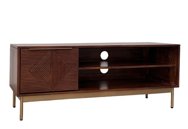 Zaine Carving TV Unit - Mango Wood - L40 x W118 x H46 cm - Mango Dark Finish