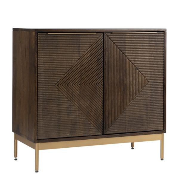 Zaine Carving Small Sideboard - Mango Wood - L40 x W80 x H76 cm - Dark Finish - Assembly Required